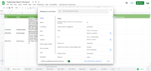 Google spreadsheet shortcuts